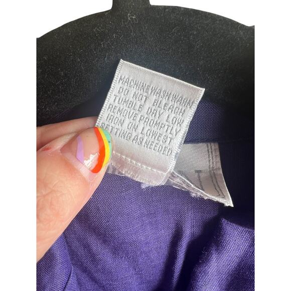 Jordan Women's Button Up Embroidered Blouse 100% Linen Purple Size Small - Picture 5 of 7